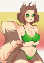 animal_humanoid animated big_breasts breasts clothed clothed/nude clothing crossed_arms female genitals green_eyes hi_res humanoid mammal mammal_humanoid nude pink_kutal23 pussy rodent rodent_humanoid sciurid sciurid_humanoid side_boob solo tree_squirrel_humanoid