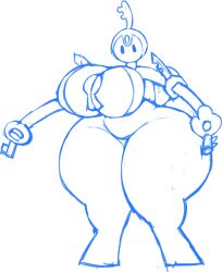 atsuinekowo big_breasts breasts female klefki monochrome no_humans pokemon pokemon_(species) pokephilia sketch thick_thighs voluptuous wide_hips