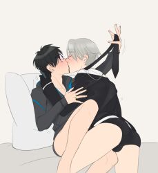 2boys alikurai black_hair black_hair_bottom color colored colored_sketch domination gay gay_kissing katsuki_yuuri light_hair_on_dark_hair making_out male male/male male_kissing_male male_only males tagme viktor_nikiforov white_hair white_hair_on_black_hair white_hair_top yaoi yuri!!!_on_ice