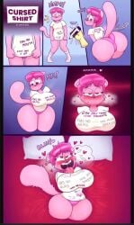 ahe_gao ahegao amputee anthro ass_expansion body_control breast_expansion breasts breath_cloud butt_expansion comic creamgag fur furry grace_(creamgag) hypnosis looking_pleasured marker mind_control pillows pink_hair pink_skin quadruple_amputee saliva tail tongue tongue_out transformation