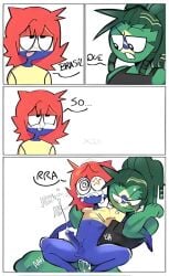 blue_body blue_skin brazil_(countryhumans) comic countryhumans green_body green_skin low_res male male_only maledom meme paraguay_(countryhumans) shitpost short_hair simple_background spanish_text tears text white_background xmari_11 yaoi