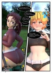 ass_focus big_ass big_butt bubble_ass bubble_butt curvy curvy_figure demon_slayer femboy kamado_tanjirou kimetsu_no_yaiba xscapism zenitsu_agatsuma