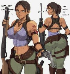 big_butt butt gun resident_evil resident_evil_5 revolver rifle sheva_alomar shotgun sniper sniper_rifle tagme yoracrab