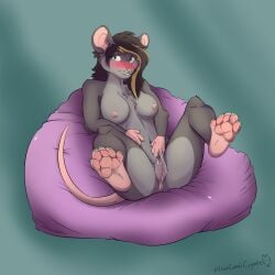 blush feet female genitals hi_res mammal masturbation mouse murid murine nipples painted_claws paws presenting pussy rodent