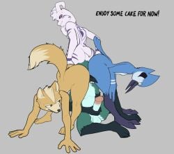 anthro asriel_dreemurr asriel_dreemurr_(god_form) ass avian balls bent_over big_butt bird blue_jay boss_monster bovid butt_in_face butt_smother canid canine caprine cartoon_network corvid erection feathers fox fox_mccloud fur gay genitals goat green_body green_feathers group hi_res horn humanoid_genitalia humanoid_penis inkgelato interspecies jay_(bird) male male/male mammal masturbation mordecai_(regular_show) new_world_jay nintendo orange_body orange_fur oscine passerine penile penile_masturbation penis regular_show smothering star_fox tail_feathers undertale undertale_(series) white_body white_fur