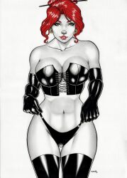 1girls 2023 artist_request bustier curvy curvy_female dominant_female dominatrix ed_benes_studio female female_focus female_only goblin_queen_(x-men) hellfire_club high_resolution highres huge_breasts human human_only legwear light-skinned_female light_skin lingerie looking_at_viewer madelyne_pryor marvel marvel_comics red_hair seductive_eyes solo solo_female underwear x-men