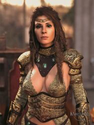 1girls 3d 3d_(artwork) braid braided_hair breasts brown_eyes brown_hair cleavage clothed clothed_female female female_focus female_only freya_(god_of_war) front_view god_of_war god_of_war_ragnarok goddess golden_clothing indoors looking_at_viewer medium_breasts medium_hair merlynn milf mythology norse_mythology santa_monica_studio solo sony_corporation sony_interactive_entertainment tattoo tattooed_arm tattoos twitter_username vanir_(norse_mythology) witch