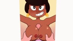 animated big_breasts boobjob cartoon_network dark_skin digitalkaiju gif jenny_pizza loop nipples paizuri partial_male penis smile steven_quartz_universe steven_universe