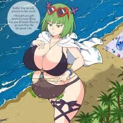 annoyed ass beach belly big_belly big_breasts big_butt bikini brandish_mew breasts bulge cana_alberona commission digestion digestion_noises discarded_clothes discarded_clothing earrings english english_text fairy_tail giantess giantess_vore green_eyes green_hair implied_digestion implied_vore juvia_lockser larger_female larger_pred levy_mcgarden looking_at_belly looking_down lucy_heartfilia mephistovii pointing_at_belly smaller_female smaller_prey story_at_source sunglasses sunglasses_on_head tattoo text unimpressed unwilling_prey vore vore_belly wendy_marvell willing_pred