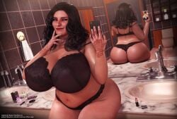 1girls 3d armpit_hair bathroom big_ass big_breasts black_hair curvy dilara_samverdi female female_only hairy huge_ass huge_breasts milf mostly_nude orange_eyes original original_character piercing rasmus-the-owl selfie sink solo stretch_marks tattoo thick_thighs venus_body wide_hips