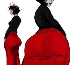 ass ass_in_dress big_ass black_hair bubble_butt clothes dress fat_ass grey_skin homestuck horns kanaya_maryam large_ass lipstick lysanthum ms_paint_adventures skirt troll