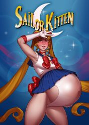 1girls belly big_belly bishoujo_senshi_sailor_moon blonde_hair clothing cosplay disproportional female medium_breasts narodii outie_navel panties pregnant sailor_moon sailor_moon_(cosplay) skirt solo solo_female