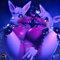 3d 3d_(artwork) absurd_res animatronic anthro bodily_fluids breasts bugafterdark canid canine canis digital_media_(artwork) drooling duo female finger_fuck fingering fingering_self five_nights_at_freddy's five_nights_at_freddy's_2 fox furry genitals hair hi_res kissing lips lipstick looking_at_viewer machine makeup mammal mangle_(fnaf) mangled_mangle_(fnaf) masturbation nipples nude open_mouth robot saliva saliva_on_tongue saliva_string scottgames selfcest simple_background square_crossover teeth tongue tongue_out vaginal_masturbation vaginal_penetration white_body yellow_eyes