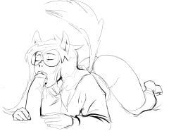 blowjob dog_ears glasses homestuck jade_harley lysanthum saliva socks