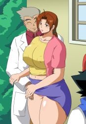 delia_ketchum_(pokemon) female pokemon professor_oak samuel_oak satoshi_(pokemon) tonsuke