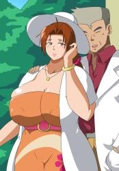 breasts_bigger_than_head delia_ketchum_(pokemon) huge_breasts pokemon professor_oak samuel_oak tonsuke