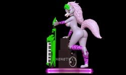 3d 3d_model anthro ass bracelet breasts canid canine canis clothing collar digital_media_(artwork) female five_nights_at_freddy's five_nights_at_freddy's:_security_breach fnaf gloves green_hair hair handwear hi_res jewelry keyboard_instrument looking_at_viewer makeup mammal musical_instrument nipples nonotoys pawpads pink_nipples pinup pose rock_(genre) roxanne_wolf_(fnaf) scottgames solo speaker spiked_bracelet spiked_collar spikes steel_wool_studios white_hair wolf yellow_eyes