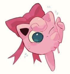 female feral generation_1_pokemon genitals jigglypuff nintendo nude one_eye_closed pink_body pokemon pokemon_(species) pussy simple_background solo star-rod waddling_head white_background