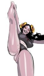 alien alien_female alien_girl aradia_megido clothes color colored grey_skin homestuck homestuck_troll horn horns leg_up lifting_leg lipstick long_hair looking_at_viewer lysanthum reddish_skin shaded smile solo solo_female yellow_sclera