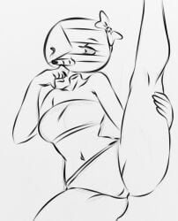 1girls bow bra cigarette clothing countryhumans countryhumans_girl cuba_(countryhumans) female female_only flawsy legs_up simple simple_background sketch underwear white_background