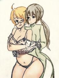 2girls america_(hetalia) ao_dai axis_powers_hetalia blonde_hair bra brown_hair clothing countryhumans countryhumans_girl female female_only flawsy girls_only hetalia humanized lesbian lesbians multiple_females multiple_girls nyo!america nyotalia short_hair stripping underwear united_states_of_america_(countryhumans) vietnam vietnam_(countryhumans) vietnam_(hetalia) vietnamese vietnamese_dress yuri