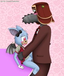 blue_fur chainsaw cog_(toontown) duo furry male/female penis robot straight suit toontown_bat toontown_corporate_clash toontown_online toony toony_eyes vagina