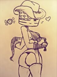 1girls ass blush countryhumans countryhumans_girl cowgirl_outfit dominatrix female flawsy hat heart lingerie male panties thighhighs thong united_states_of_america_(countryhumans) whip