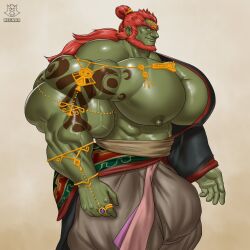 abs biceps bulge flaccid ganondorf ganondorf_(tears_of_the_kingdom) gay green_skin hyper_bulge male male_focus male_only muscle muscles muscular muscular_arms muscular_ass muscular_back muscular_legs muscular_male muscular_thighs nintendo nipples no_visible_genitalia pecs regnar solo solo_male tears_of_the_kingdom veins