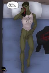 1boy armpit armpits beast_boy beast_boy_(young_justice) boner dc dc_comics erection garfield_logan gay green green_body green_skin male_only masturbation nsfw smelling_underwear sniffing_clothes solo solo_male tank_top underwear yaoi young_justice young_justice:_phantoms