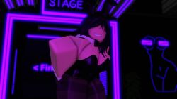 1girls 3d ass black_hair bloxmodeller breasts bunny_ears bunny_girl bunnysuit cleavage clothed grace_(bloxmodeller) roblox robloxian self_upload smile standing strip_club tagme tights