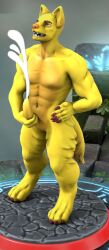 dog heroforge jerking jerkingoff masturbating masturbation muscle musclefurrydogaaron muscles orange_nose yellow_body yellow_dog yellow_fur