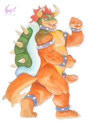 2023 accessory anthro armband ass bowser bracelet cock_ring collar erection eyebrows genitals hi_res horn humanoid_genitalia humanoid_penis jewelry koopa male male_only mario_(series) muscular muscular_anthro muscular_male muscular_thighs negger nintendo open_mouth open_smile penis penis_accessory penis_jewelry pinup pose quads scalie shell smile solo spiked_armband spiked_bracelet spiked_collar spiked_shell spiked_tail spikes spikes_(anatomy) teeth thick_thighs tongue traditional_media_(artwork)