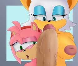 amy_rose big_breasts dick_in_face furry huge_cock inverted_nipples mouth_on_penis nap´sart puffy_nipples rouge_the_bat sonic_(series) sonic_the_hedgehog_(series)