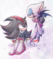 animal animals blue_eyes couple furry hedgehog mammal red_eyes rouge_the_bat shadow_the_hedgehog sonic_(series)