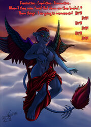 breasts feline female final_fantasy garment green_eyes kefka_palazzo lion nipples nude sky text video_games wings