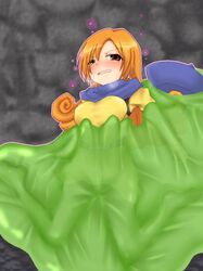 1girls alena_(dq4) blush bubble_slime clothing dragon_quest dragon_quest_iv female orange_hair slime slime_(dragon_quest) slime_monster small_breasts vore wintermute_(artist)