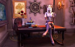 1girls 3d blizzard_entertainment draenei gold_eyes jamila_(ostvynd) lightforged_draenei original_character ostvynd solo stockings warcraft white_hair world_of_warcraft