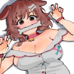 big_breasts brown_hair dismassd dog_ears hololive hololive_gamers hololive_japan inugami_korone inviting nipples_visible_through_clothing virtual_youtuber