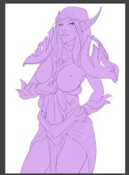 1girls big_breasts blizzard_entertainment first_arcanist_thalyssra nightborne sketch solo tipodeincognito warcraft world_of_warcraft