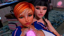1boy 2girls 3d between_breasts big_breasts boobjob breasts busty curvaceous curvy curvy_figure digital_media_(artwork) eyebrows eyelashes eyes female female_focus goldengob hair hips hourglass_figure huge_breasts human hyper_penis large_breasts legs light-skinned_female light_skin lips male male/female mature mature_female original original_character original_characters outercourse paizuri penis the_wants_of_summer thick thick_legs thick_thighs thighs threesome titjob top_heavy upper_body voluptuous waist wide_hips