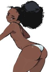 ass clothing curly_hair dark-skinned_female dark_skin eyes_half_open female human humanized inanimate_insanity kint microphone_(ii) naked object_shows panties panties_only showing_ass slight_blush solo standing topless underwear underwear_only