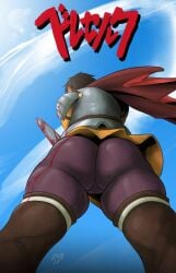 1girls armor ass ass_focus berserk big_ass big_butt black_hair blood blue_sky breasts brown_hair bubble_butt caked_up cape capelet casca cheesecake dark-skinned_female dark_skin female female_only from_below human nonfunctionalchell outside short_hair sky solo sword thick_ass thigh_boots tights tomboy