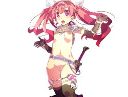 1girls bikini_armor bikini_armor_explorers breasts cute innie_pussy naked pussy red_hair small_breasts thigh_gap transparent_background uncensored untied_bikini