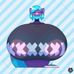 1:1 absurd_res ailurid anthro big_breasts breasts female hi_res huge_breasts hyper hyper_breasts mammal plum_the_red_panda red_panda solo thewilldpink