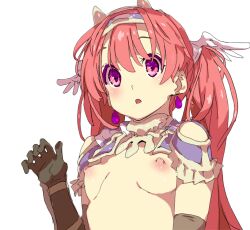 1girls bikini_armor_explorers breasts cute gloves petite red_hair small_breasts surprised transparent_background