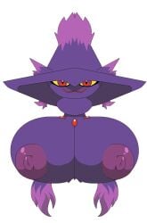 breasts dark_areolae dark_nipples female huge_breasts long_hair looking_at_viewer mismagius nintendo no_humans pokémon_(species) pokemon pokemon_(species) smile subjectdie_(artist) video_games