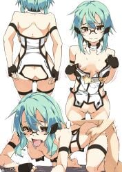 1boy 1girls ahe_gao ahe_gao all_fours ambiguous_penetration anus aqua_hair armband asada_shino ass black_eyes blue_hair breasts censor_bar censored cosplay doggy_style doggy_style drool drooling faceless_male female fingerless_gloves from_behind from_behind_position frown hair_ornament hairclip legband light_blue_hair male medium_breasts nipples open_mouth pubic_hair shikei short_hair short_hair_with_long_locks sinon sword_art_online sword_art_online:_phantom_bullet tongue tongue_out white_background