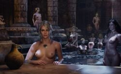 3d 6+girls anna_henrietta ass bath blue_eyes ciri deep_black9 group_sex highres iris_von_everec margarita_laux-antille necklace nude philippa_eilhart saskia shani the_witcher_(series) the_witcher_3:_wild_hunt ves yennefer