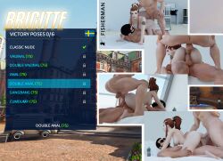 1girls 2boys 3d anal anal_sex blender blizzard_entertainment brigitte brigitte_lindholm brown_eyes brown_hair double_anal double_penetration english_text fisherman gameplay_mechanics light-skinned_female light-skinned_male light_skin nude nude_female nude_male overwatch tattoo tattoo_on_arm tattooed_arm text watermark