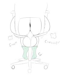 1boy 2021 absurd_res ass back back_view backsack balls bottom_heavy bottomless chair clothed clothing creaking cyanu dialogue english_text femboy hood hood_down hoodie hoodie_only huge_ass humanoid jacket leon_(cyanu) low-angle_view male male_only office_chair perineum sitting sketch solo swivel_chair taint text thick_thighs white_body white_skin wide_hips